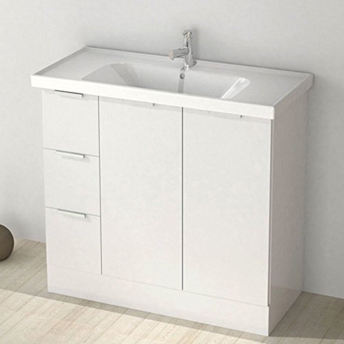 ARCOM WA06 Waloomi Floor Standing Vanity Cabinet Set with Fitted Sink, 39", Glo…