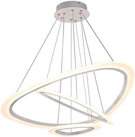 2138 3 Rings WJ Tonhan LED Pendant Light with Remote Control Colour and Brightness Adjustable White Acrylic Shade Painted Metal Frame Individual Design Energy Efficiency Class: A + Modern Living Room Lamp Chandelier Pendant Light Ceiling Light Fitting LED Ceiling Light Pendant Lamp Pendant Lamp LED Lamp Lighting Flush Mount Chandelier Wall Light [Energy Class A+]