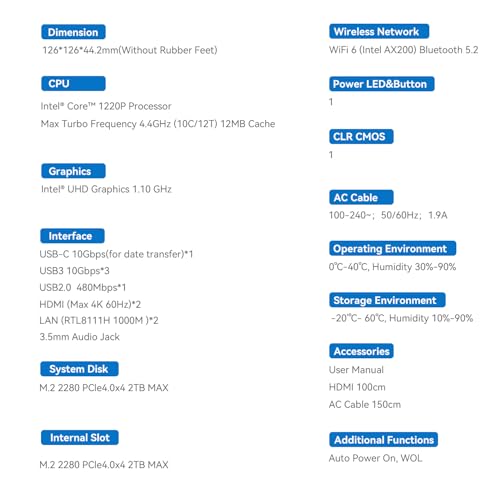 Beelink EQi12 Mini PC, Intel Core i3 1220P (10C/12T, Up to 4.4GHz), 16GB DDR4 RAM 500GB M.2 PCIe4.0 SSD, Mini Desktop Computer 4K Dual Display/WiFi 6/BT5.2/Dual Gigabit LAN for Home/Business