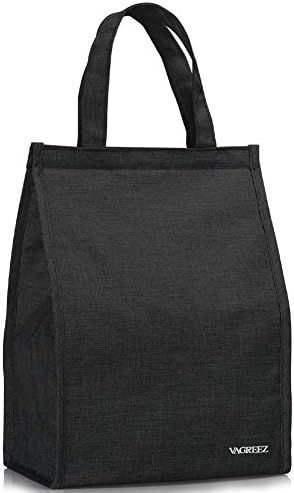Lunch Bag, VAGREEZ Insulated Lunch Bag Large Waterproof Adult Lunch Tote Bag For Men or Women (Black)
