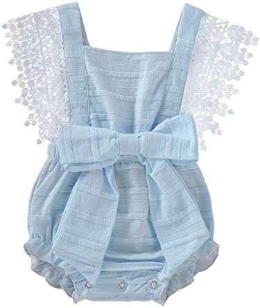 LEvifun Girls Clothing Sets, Infant Newborn Baby Girl Lace Floral Bowknot Sleeveless Clothes Bodysuit Romper Jumpsuit Outfits Set