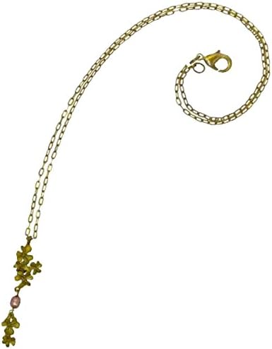 Pink Clover Leaf & Pink Pearl Necklace by Michael Michaud d for Silver Seasons - NEW