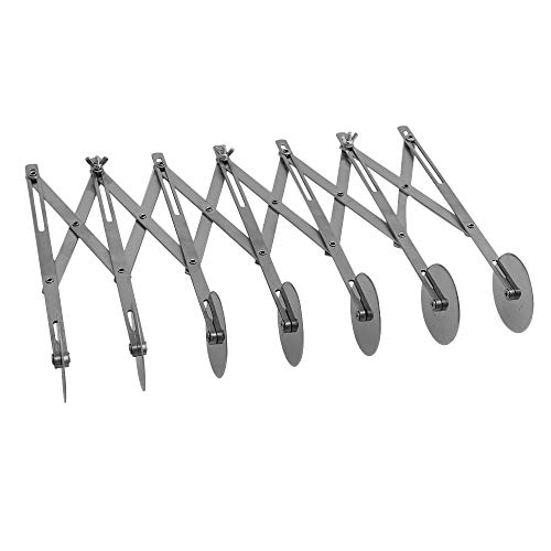 RDEXP Stainless Steel Single Side 7-Wheel Adjustable Dough Divider Pizza Pastry Slicer Blade Grip Kitchen Tool