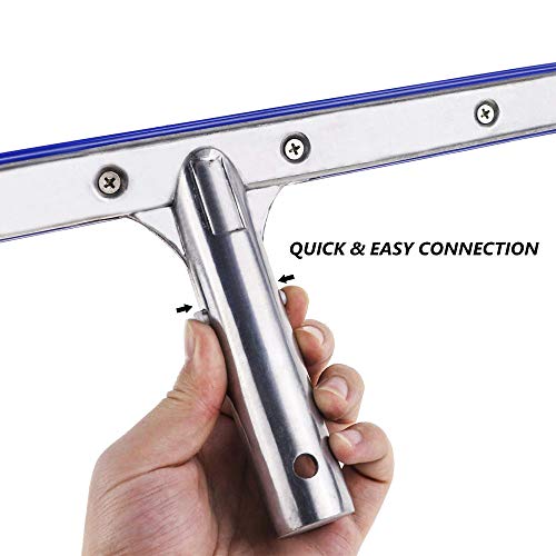 Lalapool Heavy Duty 18" Aluminum Swimming Pool Brush,Stainless Steel Wire Bristle Pool Brush for Walls,Tiles & Floors Curved Cleaning Brushes