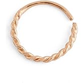 14K Rose Gold Nose Ring. 7mm Diamater 22g (0.6 mm) Dainty Rope Ear or Nose Hoop, Boho Indian Minimalist Tribal Handmade Piercing Jewelry, Good for: Nostril, Septum, Tragus, Helix, Cartilage, Daith, Rook