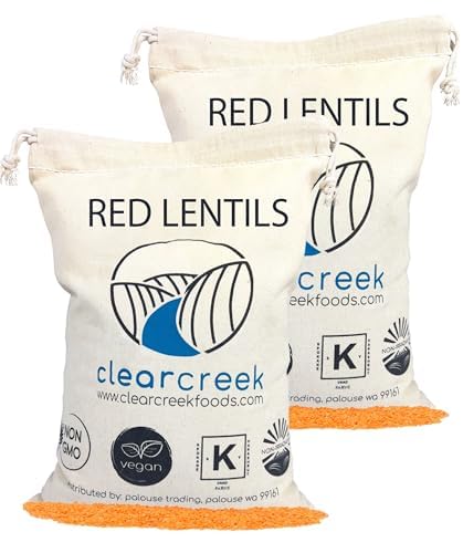 CLEAR CREEK Certified Glyphosate Residue Free Red Lentils | 8 LB Linen (2-4 lb Bags) | Non-GMO | Kosher | Vegan Image
