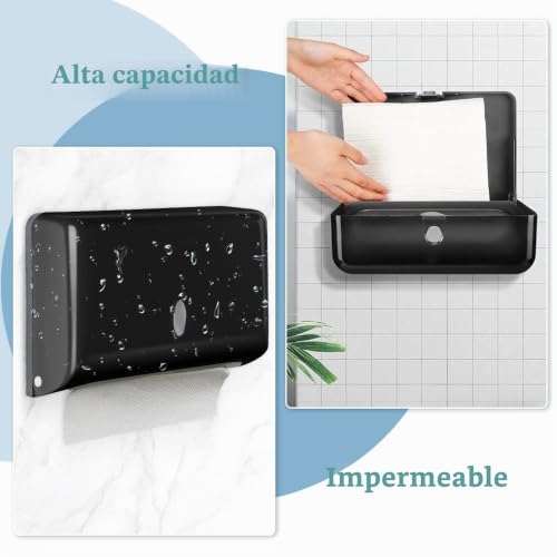 THATSRAD Hand Paper Dispenser Holds 200 Towels/225 mm x 75 mm Paper Dispenser Wall Towel Antibacterial Toilet Paper Dispensers, Bathroom Towel Dispenser (27 x 20.5 x 10 cm)
