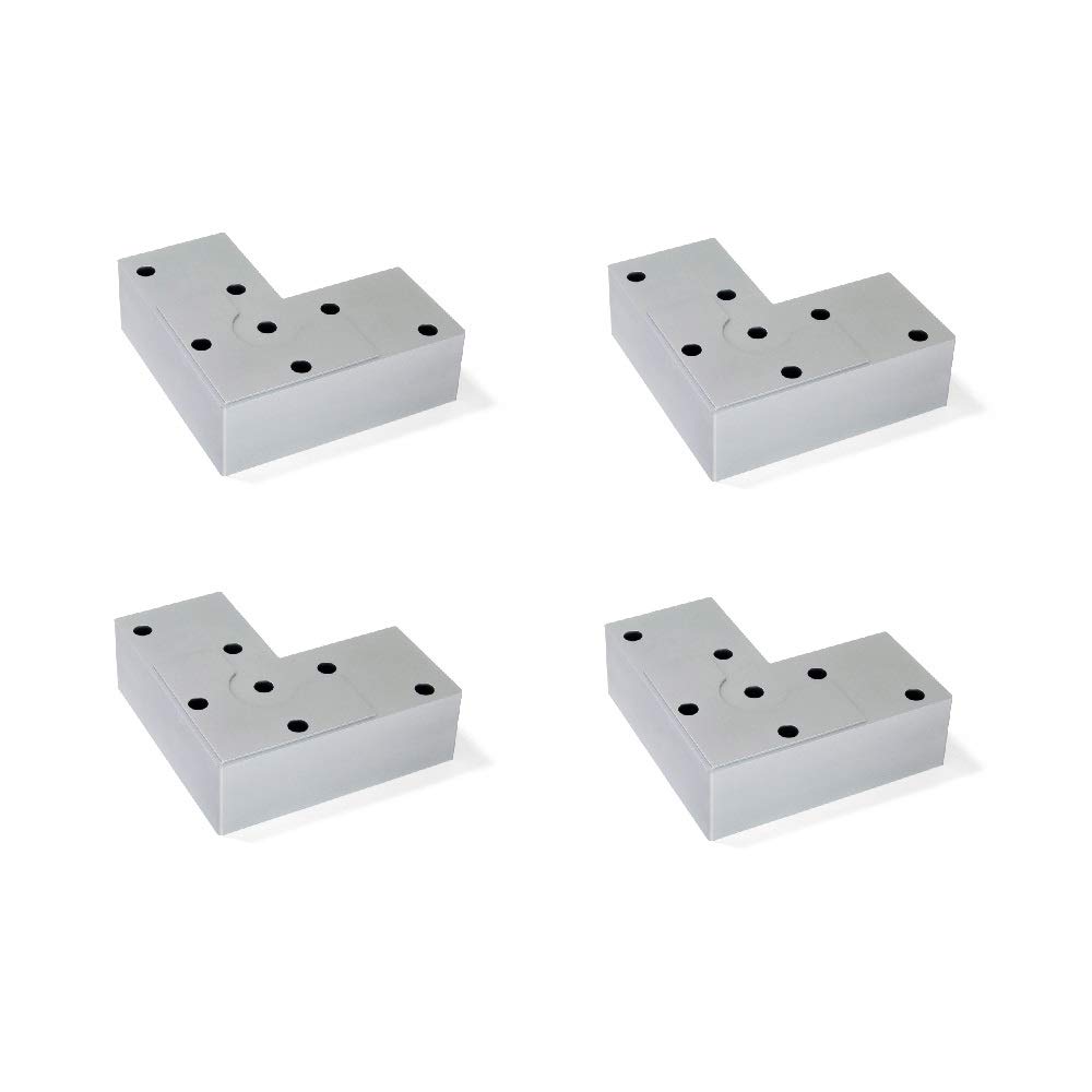 Emuca - Furniture feet, Furniture Legs from Silver Grey Plastic, Set of 4 Legs 24mm-high