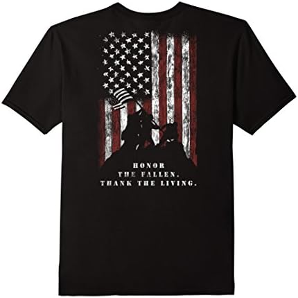 Mens Veteran Shirt Honor the Fallen Thank the Living USA Flag XL Black