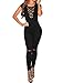 Shawhuwa Womens Sexy Lace Up Cap Sleeves Bodysuit Clubwear Tops S Black