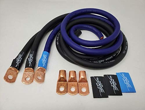 Sky High Oversized 1/0 Gauge OFC AWG Big 3 Upgrade Blue/Black