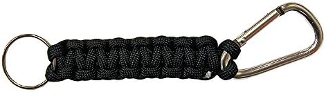 SecureLine 7672W  Spring Link Caribiner Clip with Paracord Strap, Black