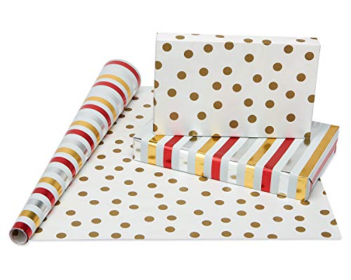 American Greetings Reversible Valentine's Day Wrapping Paper, Red and Gold (4 Pack, 120 sq. ft.) - //medicalbooks.filipinodoctors.org