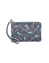 Shoes: Coach Signature C Ranch Floral Corner Zip Wristlet F59824 Denim Multi
