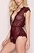ALLoveble Women Lingerie Lace Teedy Dream Eyelashes deep V Nighewear(S, Wine Red)