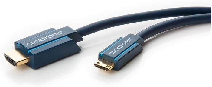 Clicktronic 70322 Casual Mini-HDMI Adapter Cable with Ethernet, 2m Length, Black, 2.00 m
