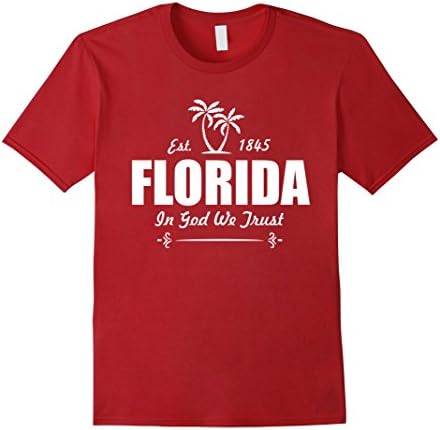Men's Florida In God We Trust Slogan State Pride Vacation T-Shirt Large Cranberry