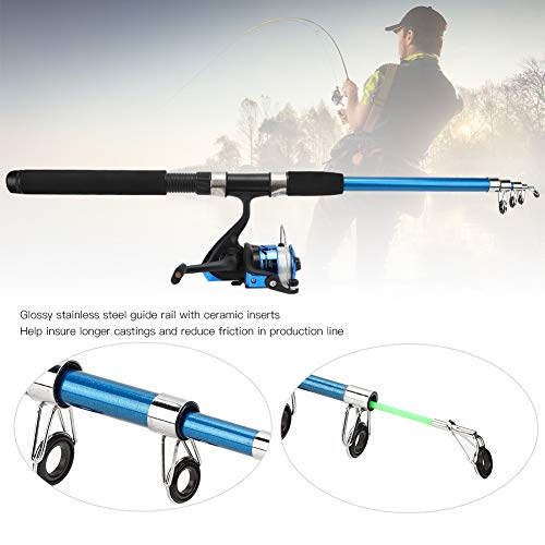 Cocoarm Angelrute Teleskop Angeln Tragbares Fiberglas Angelruten Set mit Angelschnur Angelköder Set Zubehör(2.1m) – Bild 4