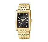 Citizen Men's Goldtone Black Dial Rectangular Watch