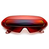 zeroUV - Retro Eyewear Super Flat Top Horn Rimmed Style Clear Lens Glasses (Clear-Red/Fire)