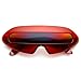 Futuristic Cyclops Neon Shield Color Mirror Lens Wrap Sunglasses (Clear-Red Fire)