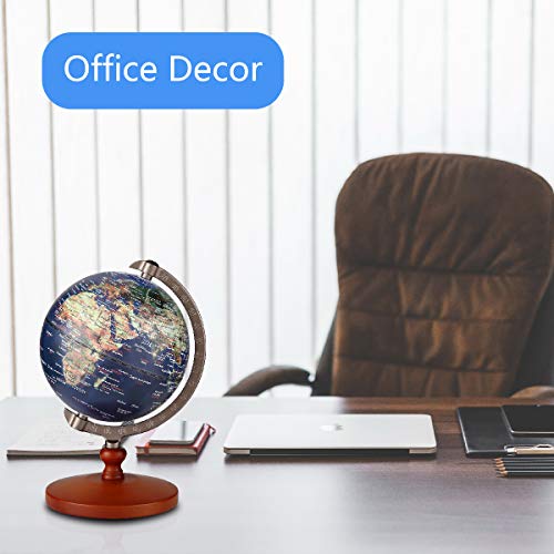 FUN GLOBE 2 in 1 LED World Globe Desktop Decoration Geographic Interactive Earth Globes for Kids & Adults for Educational Toys/Office Supplies/Indoor Decorations/Holiday Gift (Navy, 5 Inches)