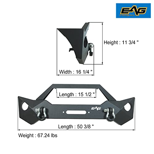 EAG Rock Crawler Front Bumper with Fog Light Holes Fit for 20202022 JT Gladiator Pricepulse