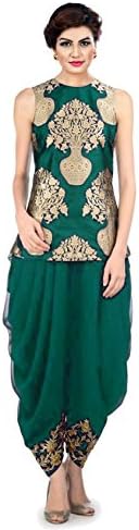 women Georgette & Jacquard Embroidery Dhoti pant and jecket