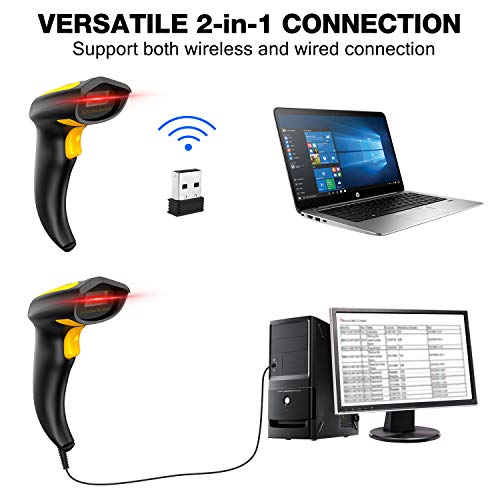 URCERI Barcode Scanner,Wireless Versatile 2-in-1 Barcode Reader 328 Feet Transmission Distance with USB Cordles Rechargeable Automatic 1D Handheld Bar Code Scanner for Retail Store, Supermarket etc. - Thumbnail 7
