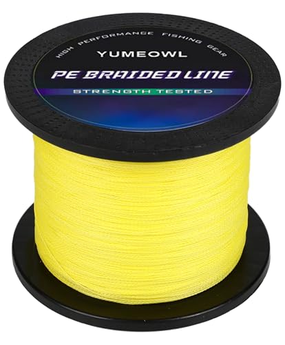 YUMEOWL Thinner Braided Fishing Line, Ultra-Strong Abrasion Resistant Zero Stretch Braided Line, 8 Strand, Yellow, 1093YDS, 65LB, 0.43MM at Amazon