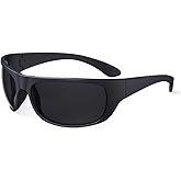 Bloomoak Super Dark Lens Black Polarized Sunglasses | Wrap Around Sport Sunglasses Unisex | UV400 | CAT 4 | For Photophobia