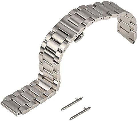 Huawei Watch Band Strap - eLander 18mm Width Stainless Steel Watchbands Strap for Huawei Watch (Silver)[For Both US Version & International Version]