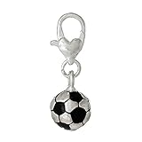 SEXY SPARKLES Soccer Ball Charm Bead Clip On for Bracelet Charm Pendant for European Charm Jewelry with Lobster Clasp