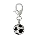 SEXY SPARKLES Soccer Ball Charm Bead Clip On for Bracelet Charm Pendant for European Charm Jewelry with Lobster Clasp