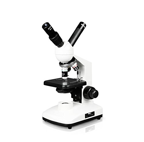 Vision Scientific VME0015-CXT-RC Dual View Compound Microscope, 10x WF Eyepiece, 40xâ€”400x Magnification, LED Illumination with Control, Coaxial Coarse & Fine Focus, Plain Stage, Rechargeable Battery