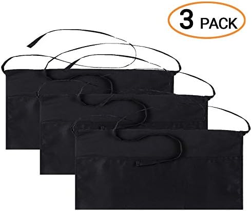SONGXIN Server Aprons with 3 Pockets 3 Pack - Waist Apron Waiter Waitress Apron