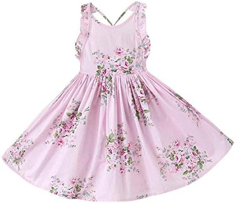 RJXDLT Baby Girls Dresses Lemon Flower Printed Bowknot Skirt Dress