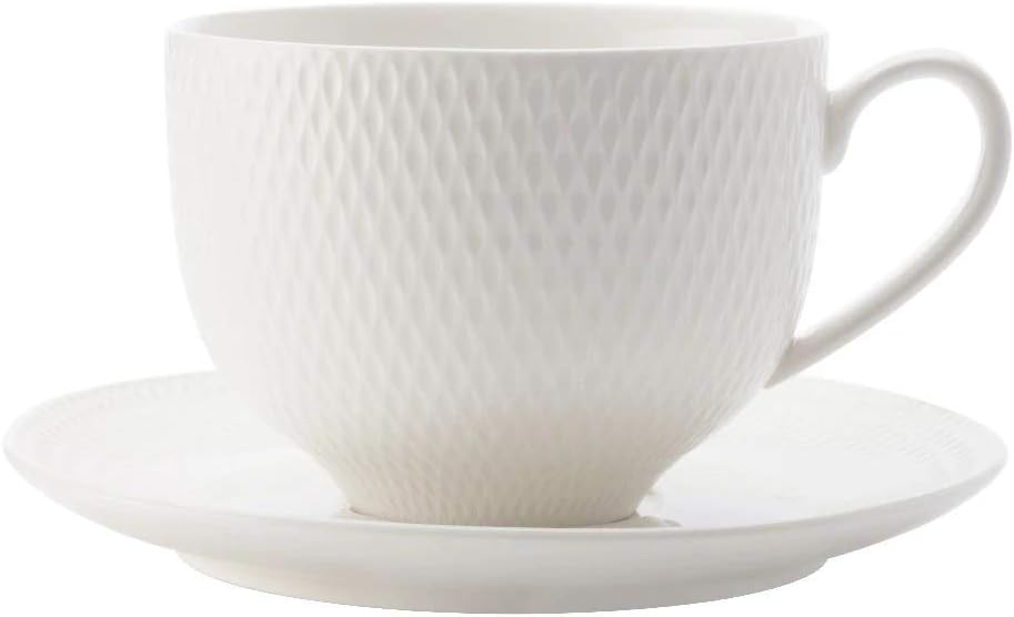 Maxwell & Williams DV0028 Basics Diamonds Tea Cup and Saucer, Porcelain