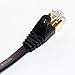 Tera Grand - 12FT - CAT7 10 Gigabit Ethernet Ultra Flat Patch Cable for Modem Router LAN Network, Gold Plated Shielded RJ45 Connectors, Faster Than CAT6a CAT6 CAT5e, Black