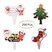 Qibote 200 Pieces Christmas Cupcake Toppers Picks, Cake Toppers for Christmas Party Cupcake Decoration Supplies