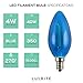 2-Pack Luxrite Straight Tip/Torpedo Style Blue LED Bulb, 4W Filament Bulb, 350 Lumens, E12 Base, UL Listed, 15,000 Hours Life, Great for Any Decoration and Holiday Lights