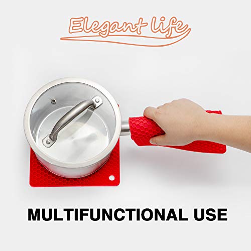 Elegant Life Silicone Oven Mitts, Oven Mitts and Potholders(4-Piece Sets),Kitchen Counter Safe Trivet Mats,Advanced Heat Resistant Oven Mitt, Non-Slip Textured Grip Pot Holders