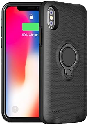 iPhone X Battery Case 5000mAh - Hathcack Rechargeable Extended Charger Case Protective Battery Pack Charging Case for iPhone X/10 [Support Magnetic Car Holder] - Black