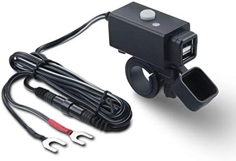 iMESTOU 5V 2.1A Motorcycle Dual USB Phone Charger Adapter with ON/Off Switch Waterproof Ports Smart Charging Socket Fused Work with 12V/24V ATV UTV Lawn Mower etc.