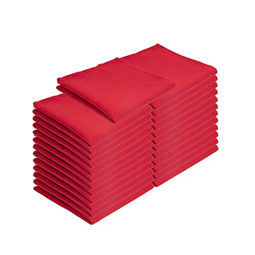 Arkwright Restaurant Cloth Napkins - (Pack of 25) Spun Polyester Dinner Napkin with Hemmed Edges - Ideal for Dinner, Wedding, Party, Banquet, Kitchen, 20 x 20 in, Red