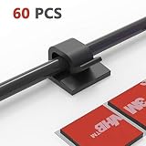 Yocice Cable Clips 60pcs with Strong Adhesive Tapes,Wire Holder Organizer Cord Management for Car, Office and Home -Black,CC05