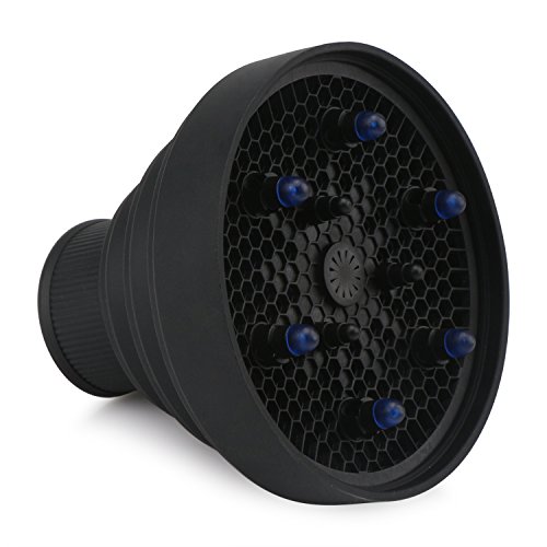 Segbeauty Foldable Sillicone Hair Bolw Dryer Attachment for Dry Hair, Hair Dryer Diffuser for Shining Heather Soft Hair, Portable for Travel -- Black