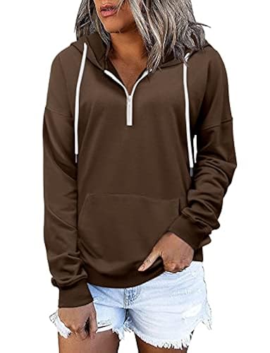 ROSELINLIN Womens Draw String Hoodies Loose Fit Casual Long Sleeve