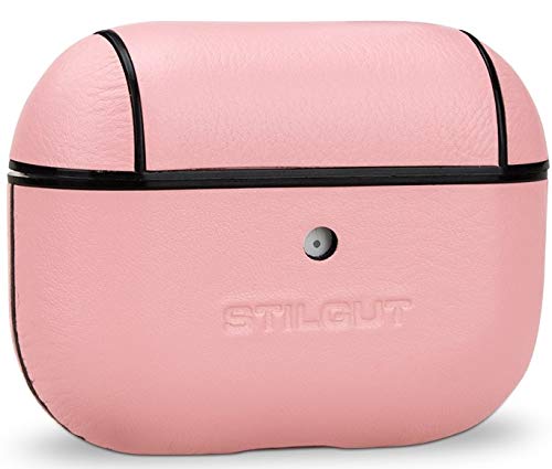 StilGut Leather Case Compatible with AirPods Pro, Front LED Visible Slim Cover, Rose Nappa