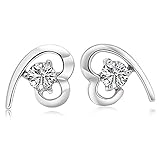 Casoty Jewelry 14K Gold Plated 925 Silver Steel Heart Lady Girls Stud Earring